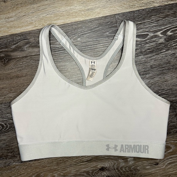Under Armour Sports Bra Compression Support Mid-Impact Size Large White - Picture 2 of 6